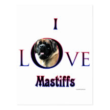 I Love Mastiffs apricot Post Card