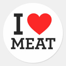 I Love Meat Round Sticker