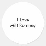 I Love Mitt Romney Round Sticker