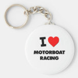 I Love Motorboat Racing Keychain