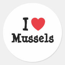 I love Mussels heart T-Shirt Round Sticker