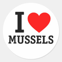 I Love Mussels Stickers
