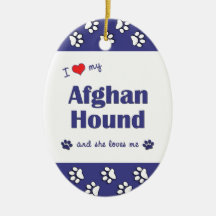 I Love My Afghan Hound (Female Dog) Christmas Ornament