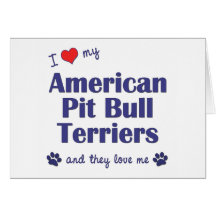 I Love My American Pit Bull Terriers (Multi Dogs) Greeting Cards