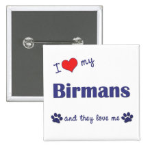 I Love My Birmans (Multiple Cats) Button