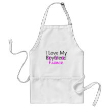 I Love My Boyfriend Fiance Pink Aprons