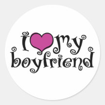 I Love My Boyfriend Round Stickers