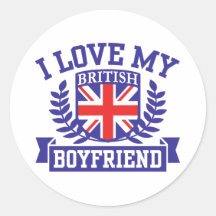 I Love My British Boyfriend Round Stickers