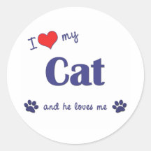 I Love My Cat (Male Cat) Round Sticker