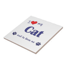I Love My Cat (Male Cat) Tile