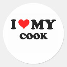 I Love My Cook Round Stickers