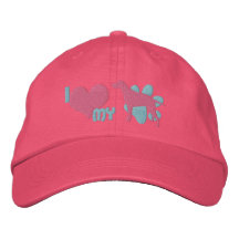 I Love my Curly Embroidered Hat (Pink & Blue)
