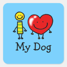 i love my dog square stickers