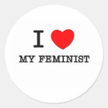 I Love My Feminist Round Sticker