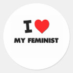 I Love My Feminist Round Stickers