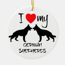 I Love My German Shepherd Christmas Ornaments