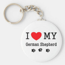 I Love My German Shepherd Keychain