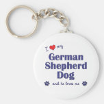 I Love My German Shepherd (Male Dog) Keychains