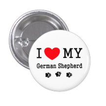 I Love My German Shepherd Pinback Buttons