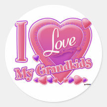 I Love My Grandkids pink/purple - heart Sticker