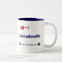 I Love My Labradoodle (Female Dog) Mugs