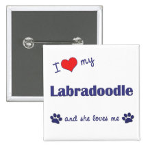 I Love My Labradoodle (Female Dog) Pinback Button