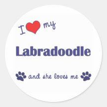 I Love My Labradoodle (Female Dog) Round Sticker