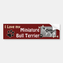I love my Miniature Bull Terrier Bumper Sticker