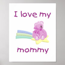 I love my mummy (pink bear w/ star) print