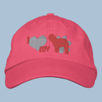 I Love my Old English Sheepdog Pink embroidered hats