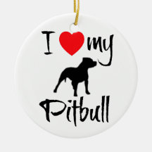 I Love My Pitbull Christmas Ornament