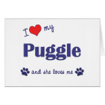 I Love My Puggle (Female Dog) Greeting Card