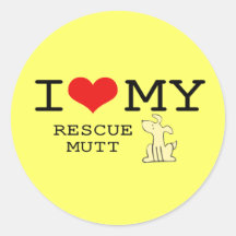 I Love My Rescue Mutt Sticker