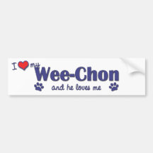 I Love My Wee-Chon (Male Dog) Bumper Stickers