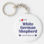 I Love My White German Shepherd (Female Dog) Key Chain