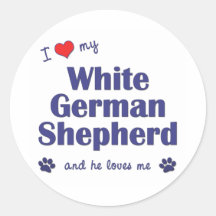 I Love My White German Shepherd (Male Dog) Sticker