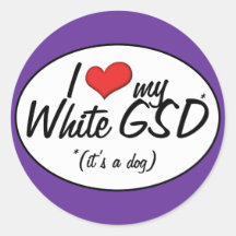 I Love My White GSD (It's a Dog) Stickers