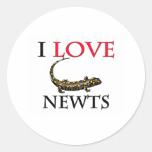 I Love Newts Round Sticker
