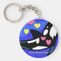I love Orcas, Orca Whales Rock Key Chain