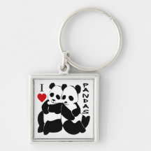 I Love Pandas Keychains