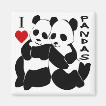 I Love Pandas Refrigerator Magnet