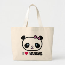 I Love Pandas Tote Bags