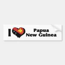 I Love Papua New Guinea Flag Bumper Stickers