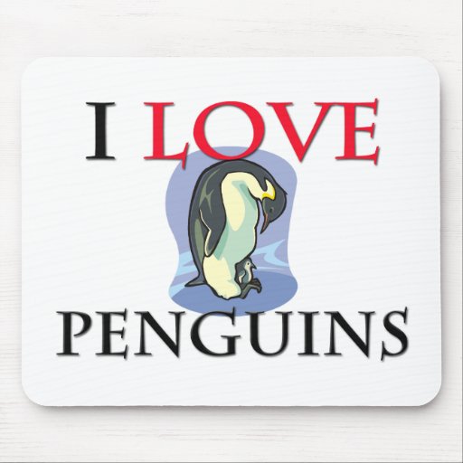 I Love Penguins Mouse Mat