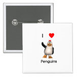 I Love Penguins Pinback Buttons