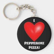 I Love Pepperoni Pizza Keychain