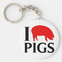 I Love Pigs Keychains