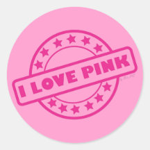 I Love Pink Round Stickers