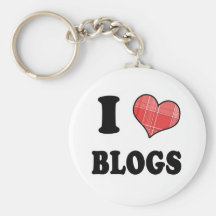 I Love (Plaid Heart) Blogs Keychain