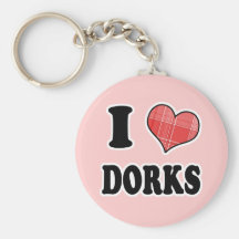I Love (Plaid Heart) Dorks Key Chain
